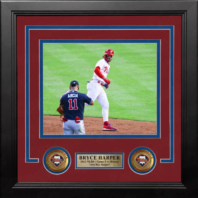 Bryce Harper Stares Down Arcia Philadelphia Phillies 8x10 Framed Baseball Photo
