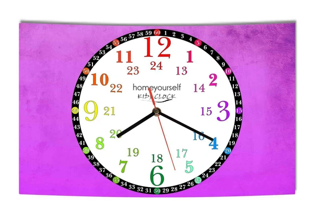 LAUTLOSE Wanduhr Kinder Lernuhr Mädchen lila zur Einschulung Uhr modern Dekoschi