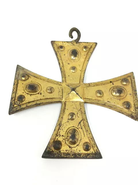 Croix Bronze Dorée XIX EME Antique Golden cross 19 th Sacred art Sacré