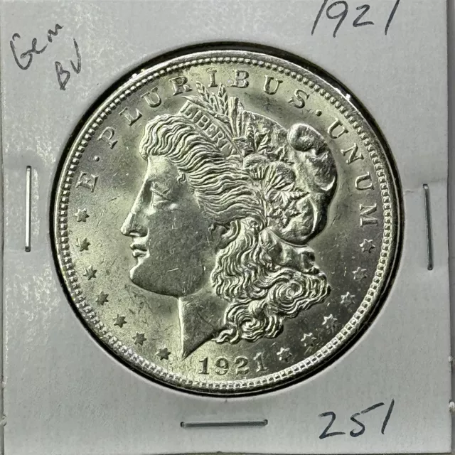 1921 P GEM Morgan Silver Dollar BU MS+++ UNC Coin Free Shipping #251