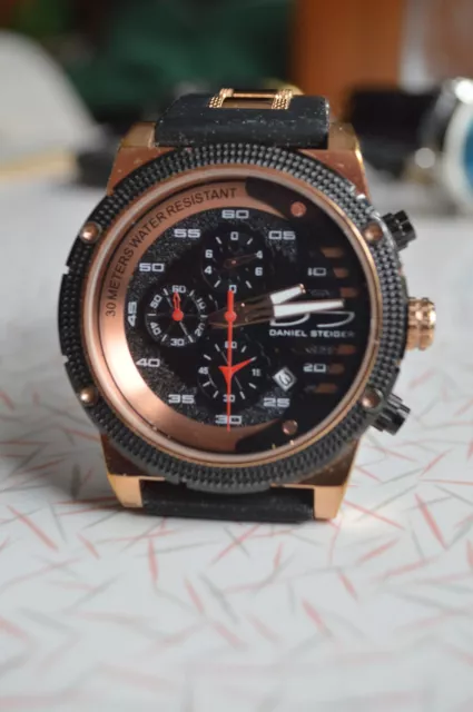 Daniel steiger 48mm rose gold PLATED  chronograph watch (  for parts or repair )