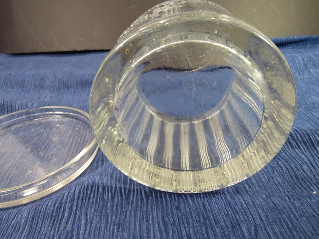Vintage Hoosier Salt Jar. Clear Glass W/Ribbed Panel & Flat Lid 6