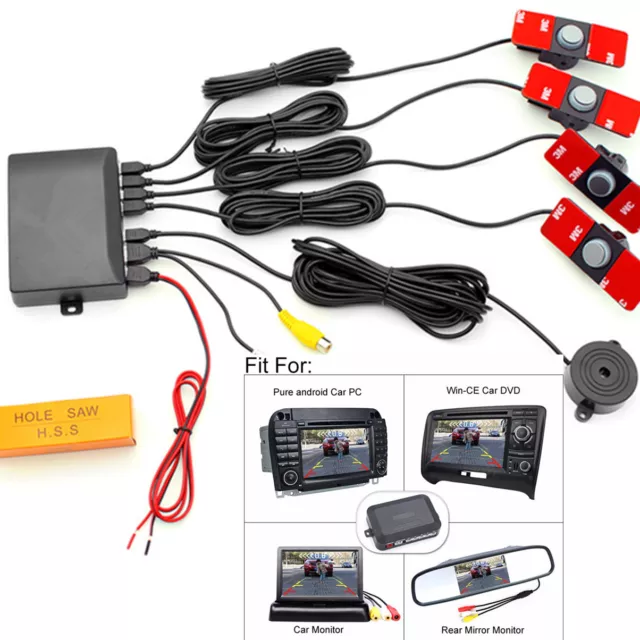 Car Video Parking Sensor Reverse Backup Radar Alarm System+16MM Flat Sensors