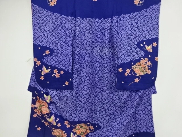 02499# Japanese Kimono / Kimono For Girls / Flower & Butterfly With Mari Bal