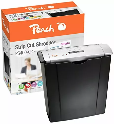 Peach PS400-02 Streifenschnitt Aktenvernichter 6 Blatt 8 Liter 7 mm P-1 Shredder