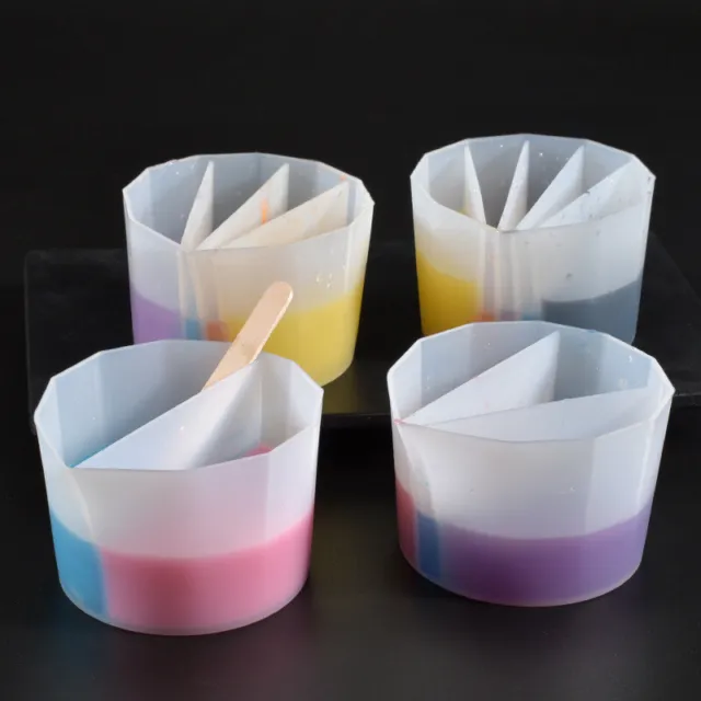 Multi Pour Cup Resin Silicone Mold Epoxy Casting Acrylic Paint Rainbow #G ~