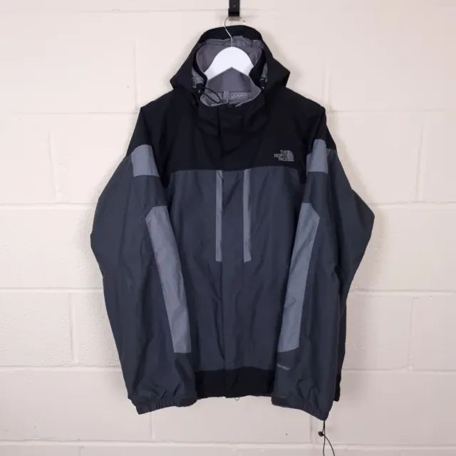 THE NORTH FACE Hyvent Shell Ski Jacket Mens L Large Waterproof Hooded Grey Black