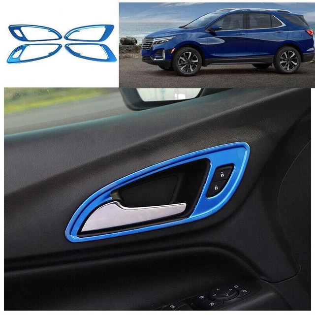 For Chevy Equinox 2018-2023 Blue Titanium Inner Door Handle Lock Cover Trim 4PC