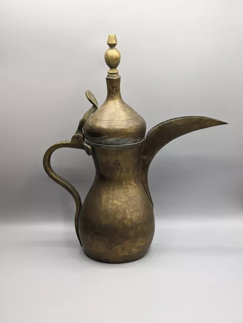 Antique Brass Dallah Coffee Pot Omani Nizwa Bedouin Islamic Arabic Art, Signed