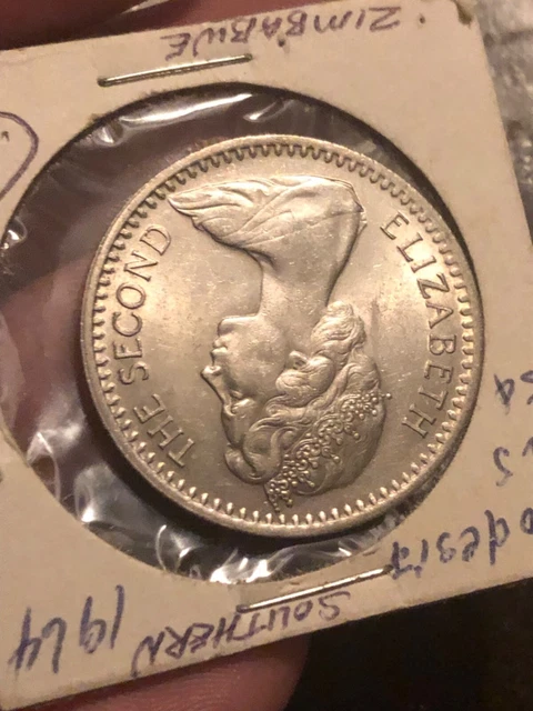 Au/Bu RHODESIA 1964 2.5 SHILLINGS 25 CENT SABLE ANTELOPE QEII UNC WORLD COIN
