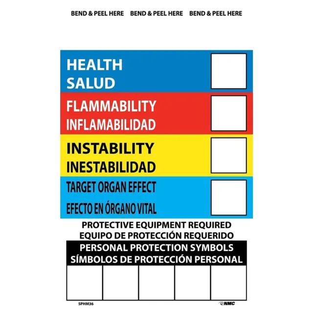 National Marker Right To Know Labels Write On Color Bar (Bilingual) 6X4 Adhesive