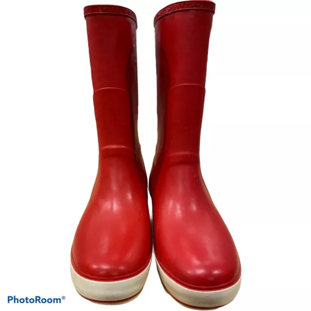 Sperry Top Sider Pelican Red Rubber Rain Boots Women’s Size 6