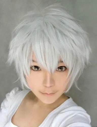 Cosplay wig short Axis powers APH Hetalia prussia Prussia Weiss Akise Aru