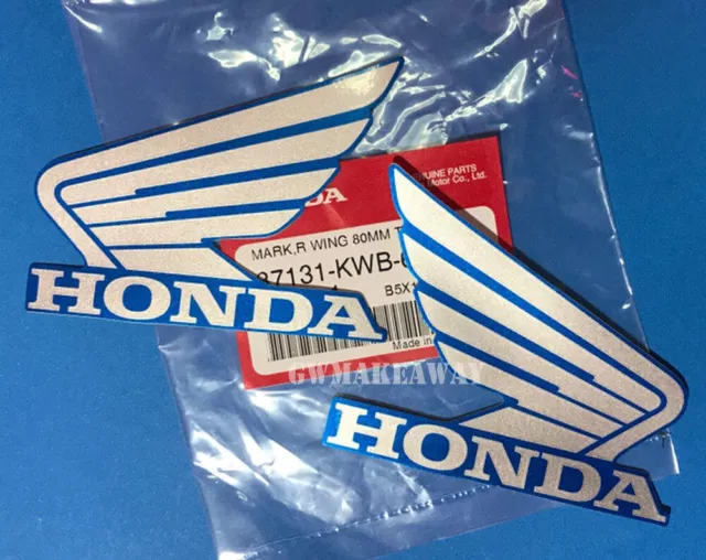 Honda wing Logo Vinyl Mark Decal Gas Tank Car Sticker Motorcycle 85MM Gray Blue