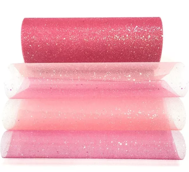 Rainbow Glitter Tutu Tulle Roll Soft Netting Craft  Party 15cm×10yard ×2 rols