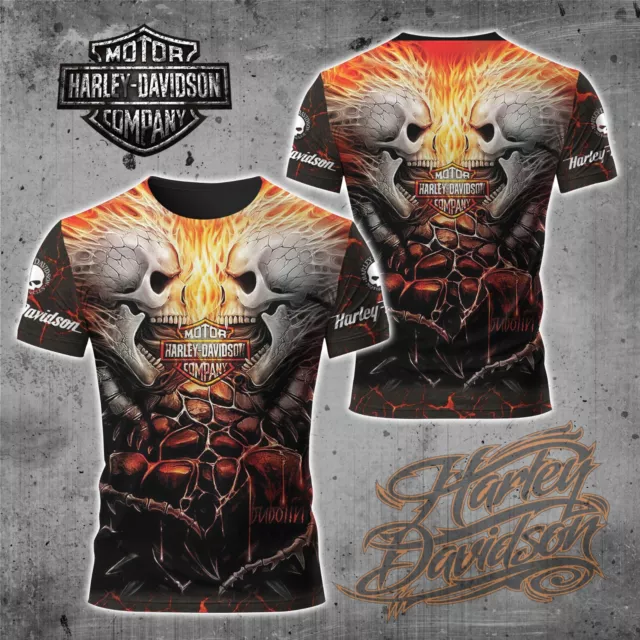 Harley--Davidson Limited Edition Men's Skull Shirt 3D All Over Print S-5XL