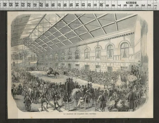 G322 / Gravure 1858 /   Le Manege Ou Galerie Des Ventes