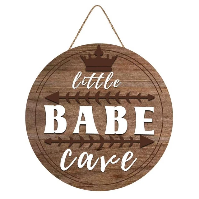 Wooden Little Babe Cave Sign Little Girl Nursery Room Decor Natural Bedroom L...