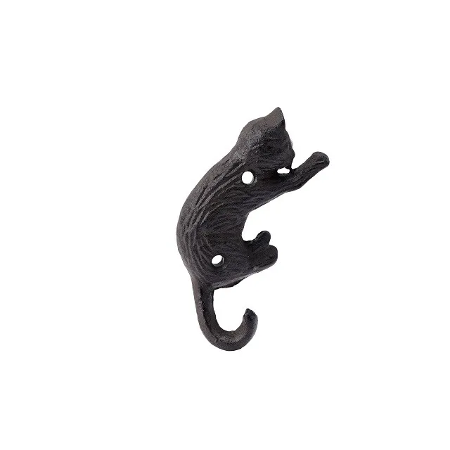 Rustic Brown Cast Iron Cat Tail Hook Coat Keys Home Single Wall Mounted