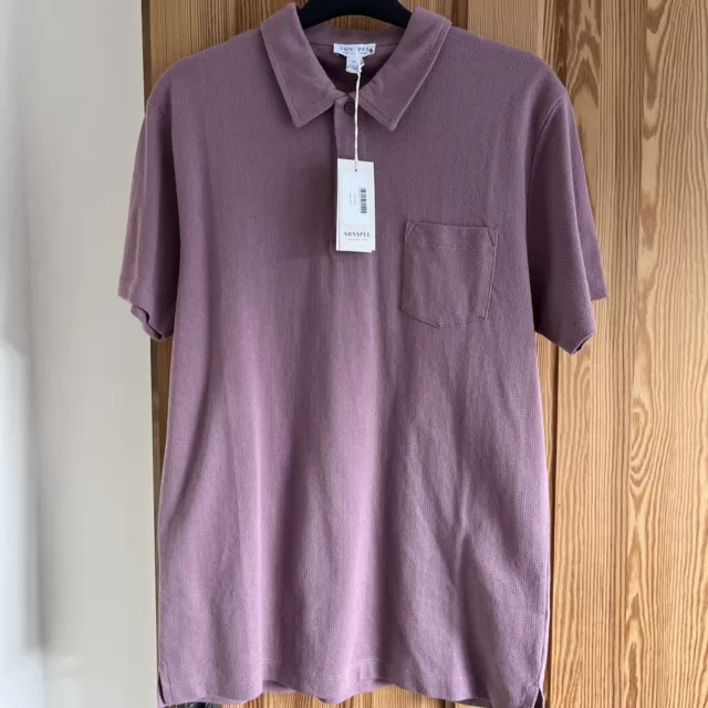 Sunspel Riviera Short Sleeved Cotton Polo Shirt Vintage Pink Bnwt  Size Medium