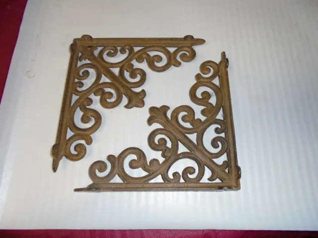 2 Antique Style 8" Ornate Shelf Brackets,  Cast Iron