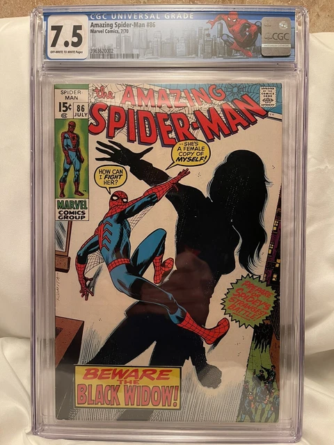 Amazing Spidermam #86 Cgc 7.5 Oww Pages Origin Of Black Widow Custom Label