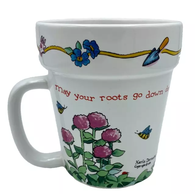 Vintage 90's Flower Pot Shaped Coffee Mug Garden Theme by Karla Dornacher