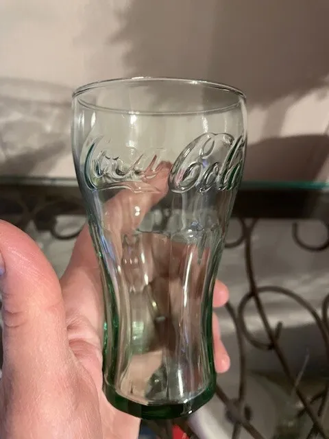 Coca-Cola Green Glass Small Glass Cup Vintage Coke