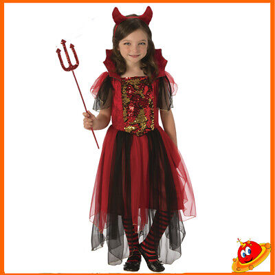 Costume diavolo bambina horror vestito rosso demonia diavola halloween carnevale 