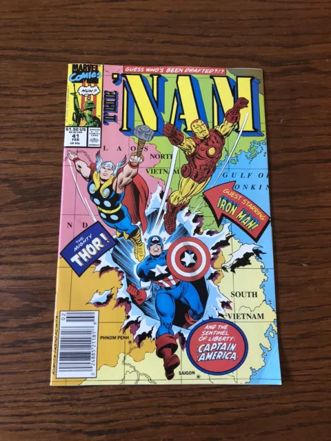 The 'Nam #41 (1990) Marvel Comics War! Murray! Newsstand! Captain America! Thor+