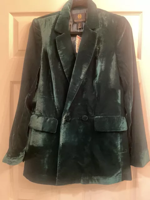 House Of Harlow NWT Velvet Green Long Blazer Size Small