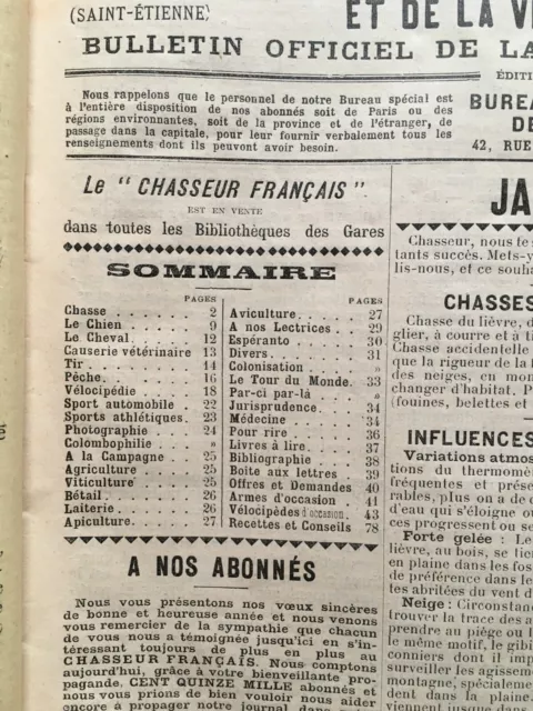 MAGAZINE LE CHASSEUR Français N°248 universal organ of all sports Janv ...