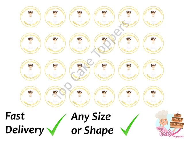 FIRST HOLY COMMUNION Gold Edible Cupcake Toppers Icing Wafer Or Card 4 first-holy-communion-gold-edible-cupcake-toppers-icing-wafer-or-card-4