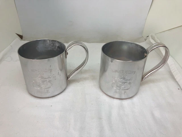 Lot of 2 Smirnoff Mule Mugs Made In Hong Kong Vodka Aluminum Moscow Etched Logo