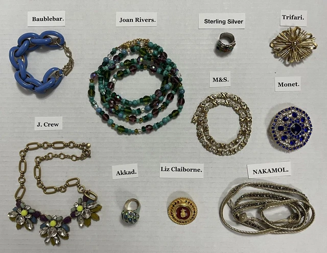 Vintage / Now Jewelry Lot Akkad Trifari Joan Rivers J. Crew NAKAMOL Baublebar +