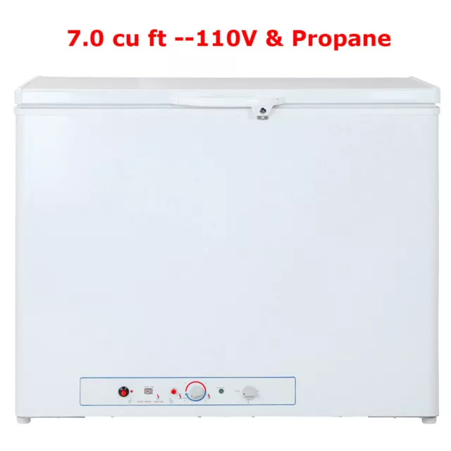 7.1 cu ft Gas Refrigerator Propane Chest Freezer 110V Cottage Home Campervan RV