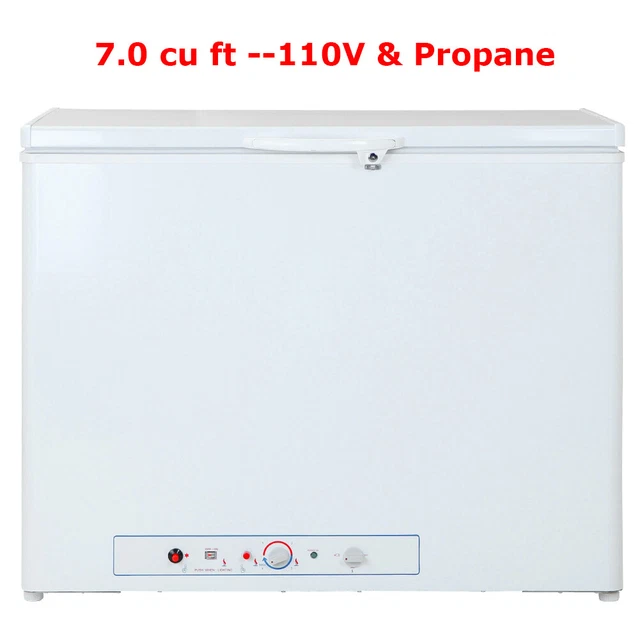 7.1 cu ft Gas Refrigerator Propane Chest Freezer 110V Cottage Home Campervan RV