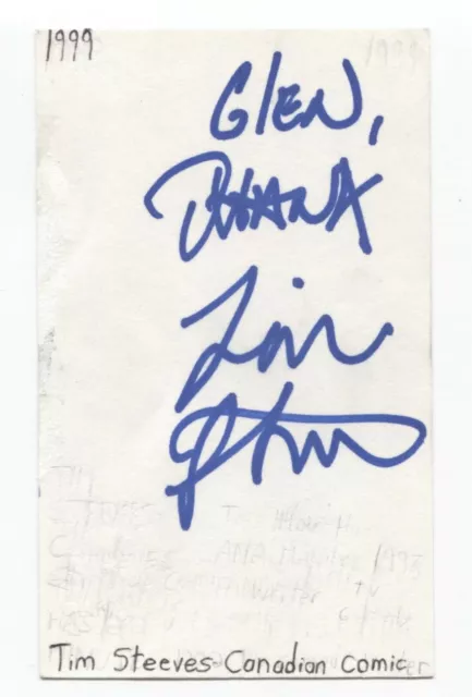 Tim Steeves Signed 3x5 Index Card Autographed Signature Comedian Comic Actor