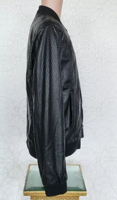New Versace Collection Perforated Lamb Leather Black Bomber Jacket 56  -  3Xl 3