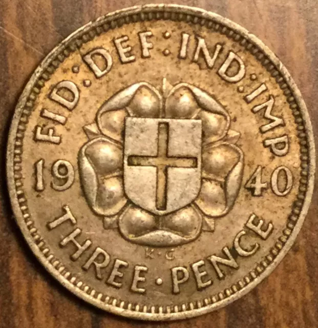 1940 Uk Gb Great Britain Silver Threepence Coin