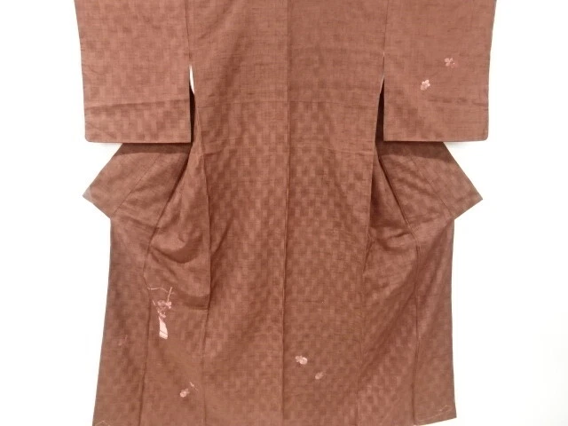 6570308: Japanese Kimono / Antique Kimono / Tsumugi / Embroidery / Kiku
