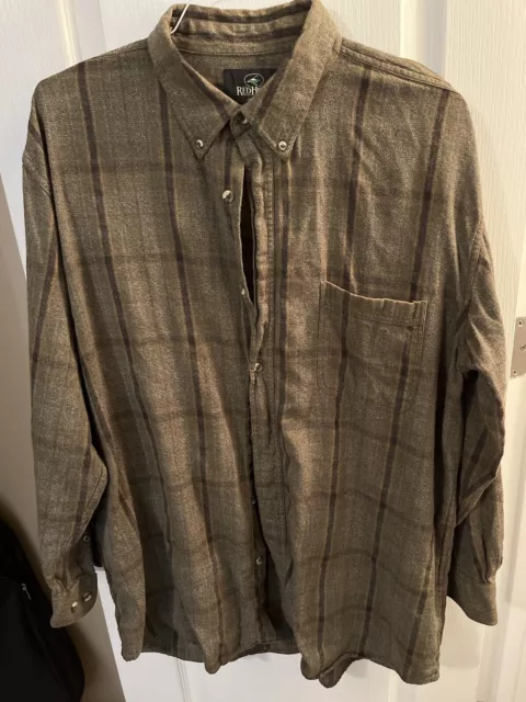 Vintage XL Rayon Blend Flannel Redhead Old Soft Warm Outerwear Plaid Button Up