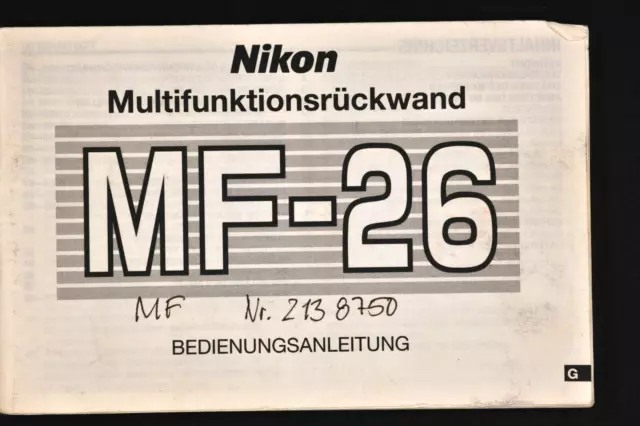 Nikon  MF-26 Bedienungsanleitung in D