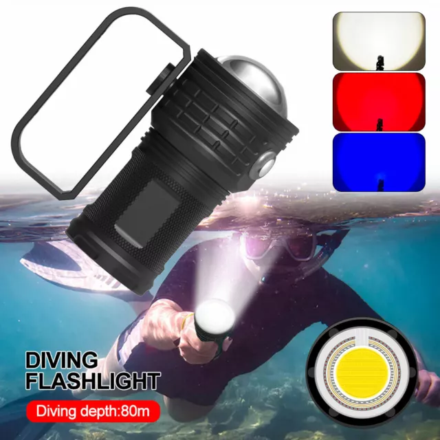 50W 10000LMCOB LED Diving Flashlight Underwater 80m Photography Video Fill Light