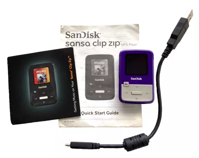 Sandisk Sansa Clip Zip 4GB MP3 Player FM Radio Voice Recorder Purple