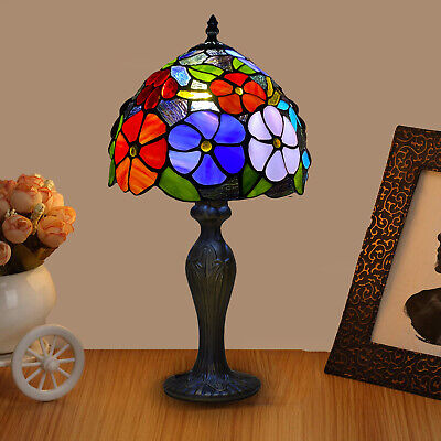 Beautiful Flowered Tiffany Style Hand Crafted 10" Glass shade Table/Desk Lamps..