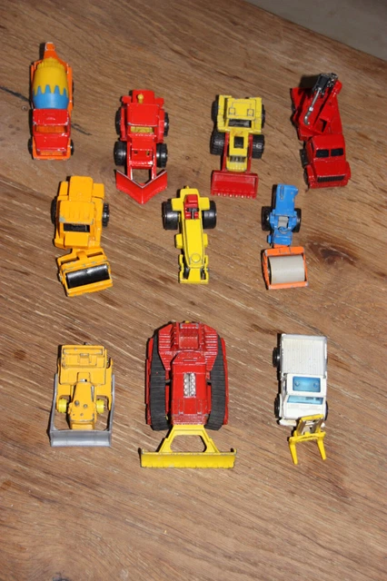 Lot De Véhicules De Chantier Miniatures - Marques Majorette, Matchbox - Occasion - Pour Collection Ou Jeu