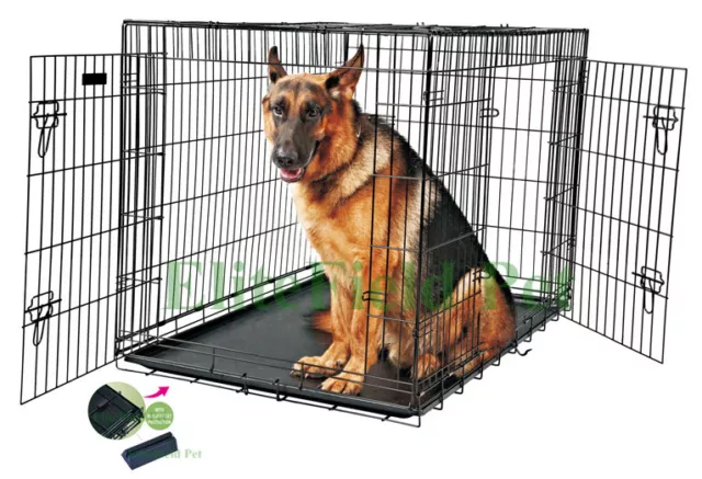 EliteField 2-Door Folding Dog Crate w/RUBBER FEET Cage Kennel 5 Sizes 10 Models 2