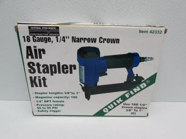 Central Pneumatic Air Stapler Kit Model 42332 Good Condition
