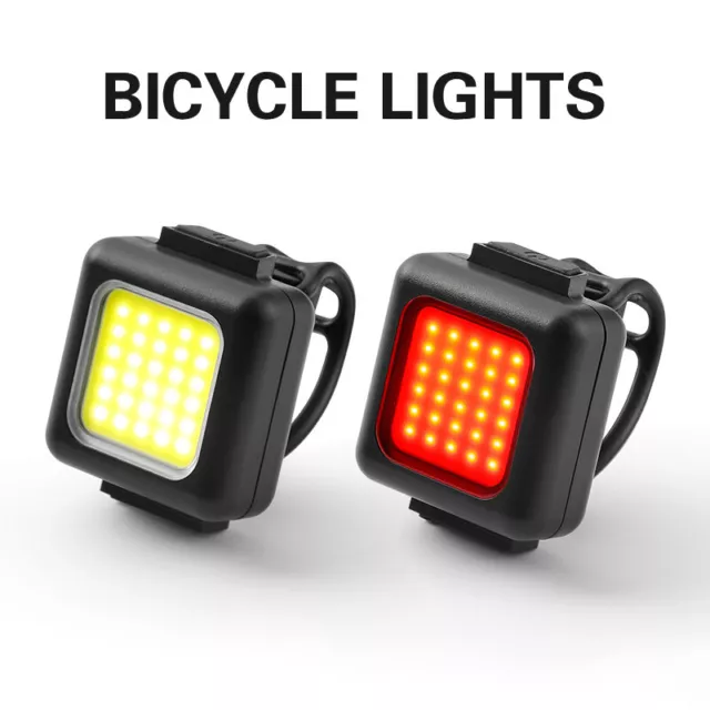 Bicycle Front Rear Mini LED Light Set USB Rechargeable Cycling Headlight